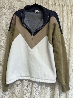BKE Color Block Quarter Zip Pullover Sweater
